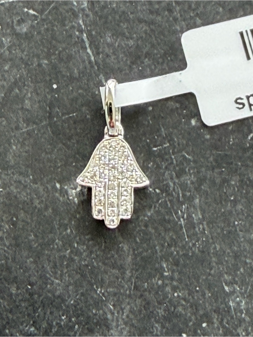 14kt White Gold  Pave Diamond Hamsa Hand Pendant
